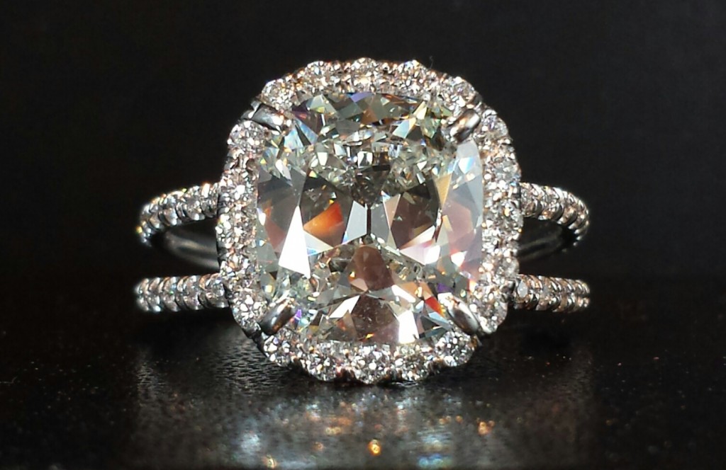 Louis Glick 3.02ct Cuchion Cut Diamond Ring at Oster Jewelers