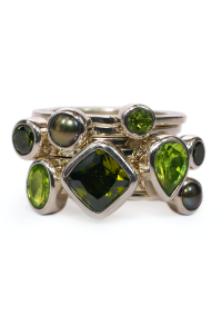 Janice Girardi 8 Green Stone Stacking Rings | Oster Jewelers Blog