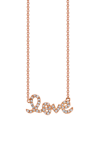 Sydney Evan Iconic LOVE Necklace in Rose Gold
