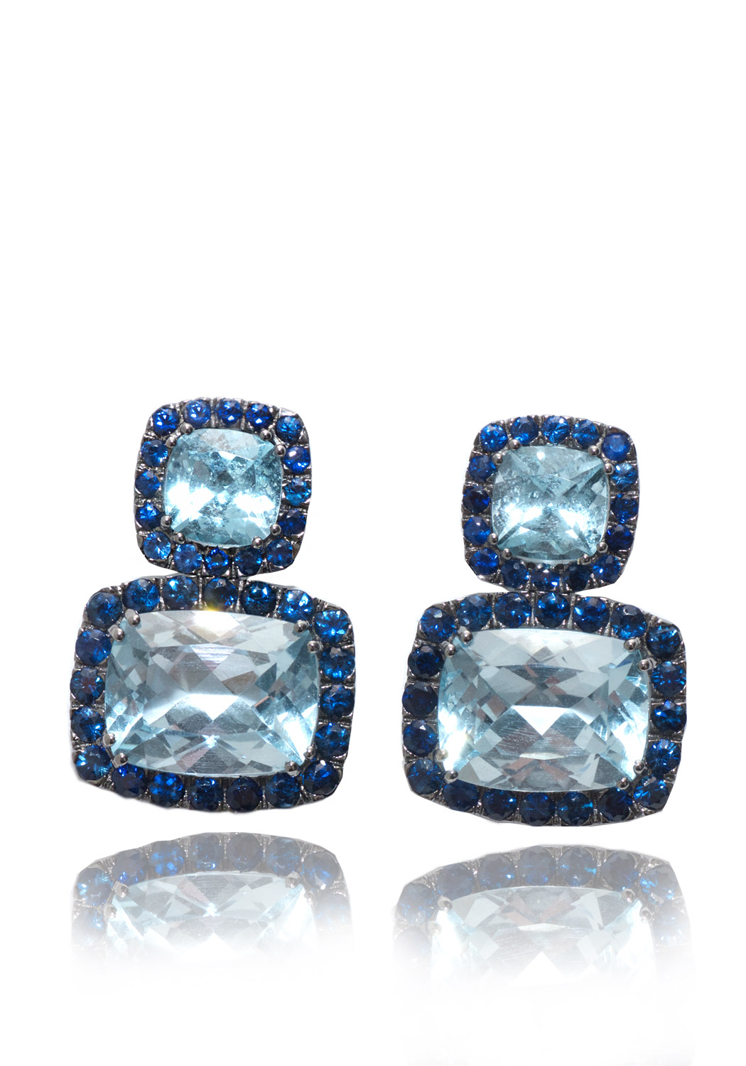 A & Furst Blue Topaz Sapphire Dynamite Earrings 