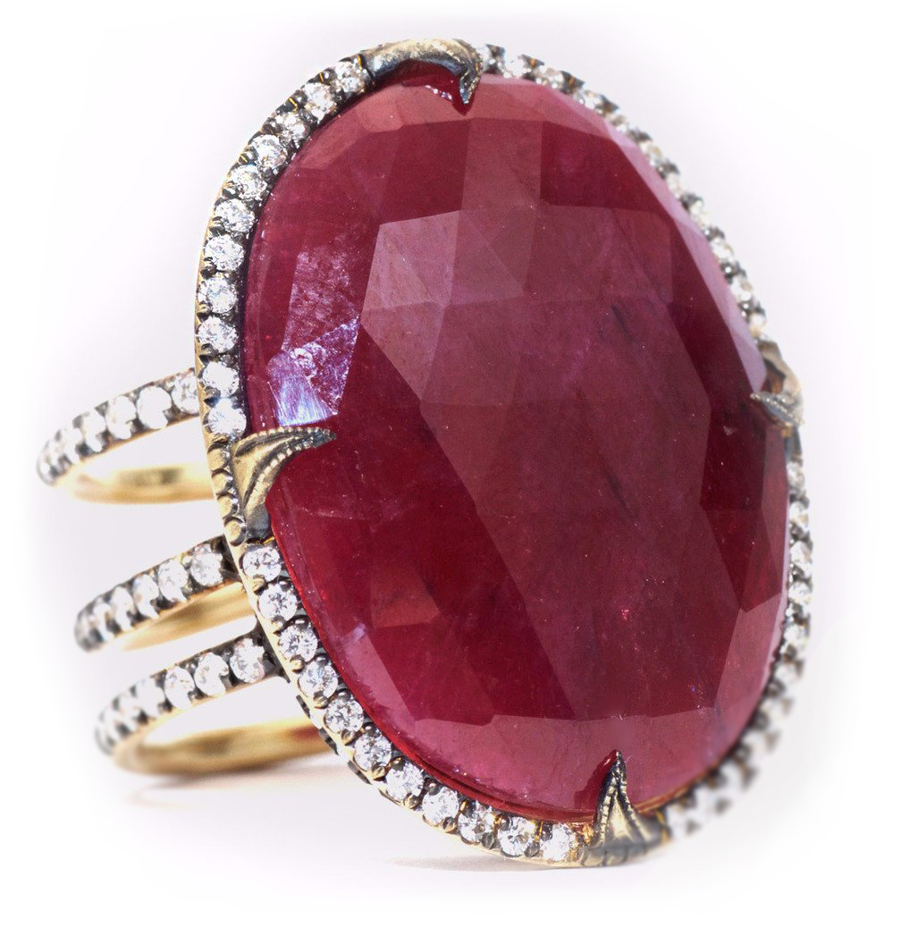 Sylva & Cie 18KYG Ruby & Diamond Ring