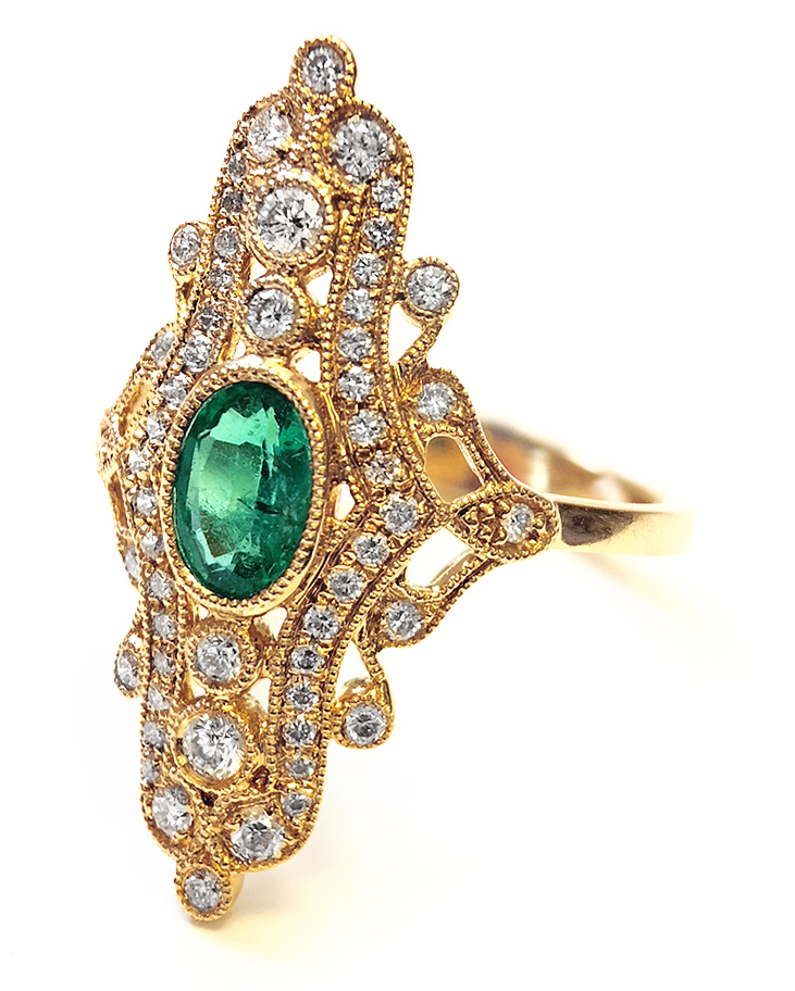 Parade Design 18KYG Diamond & Emerald Ring-