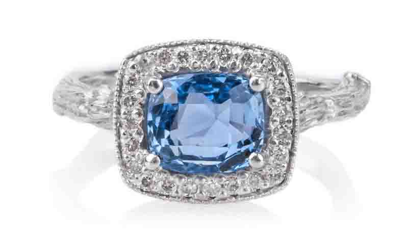 K Brunini 18kwg Sapphire Diamond Twig Ring