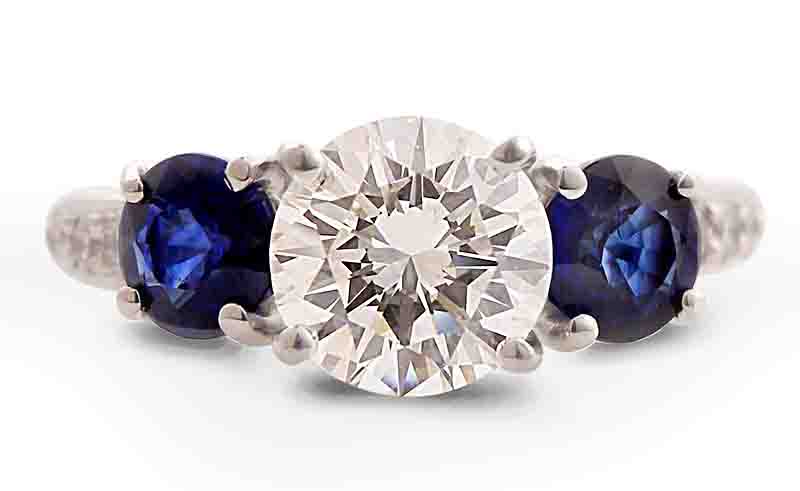 Louis Glick Diamond Sapphire Ring