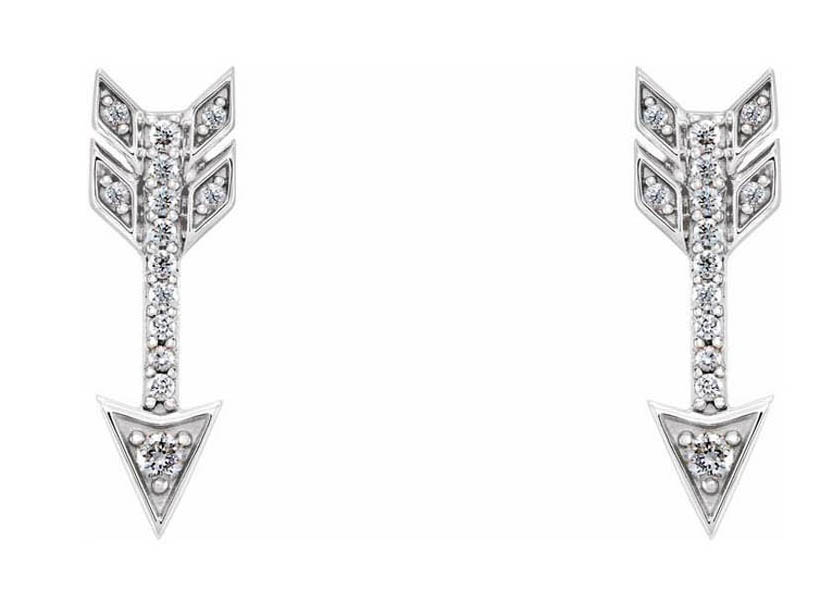 White Gold Diamond Arrow Stud Earrings