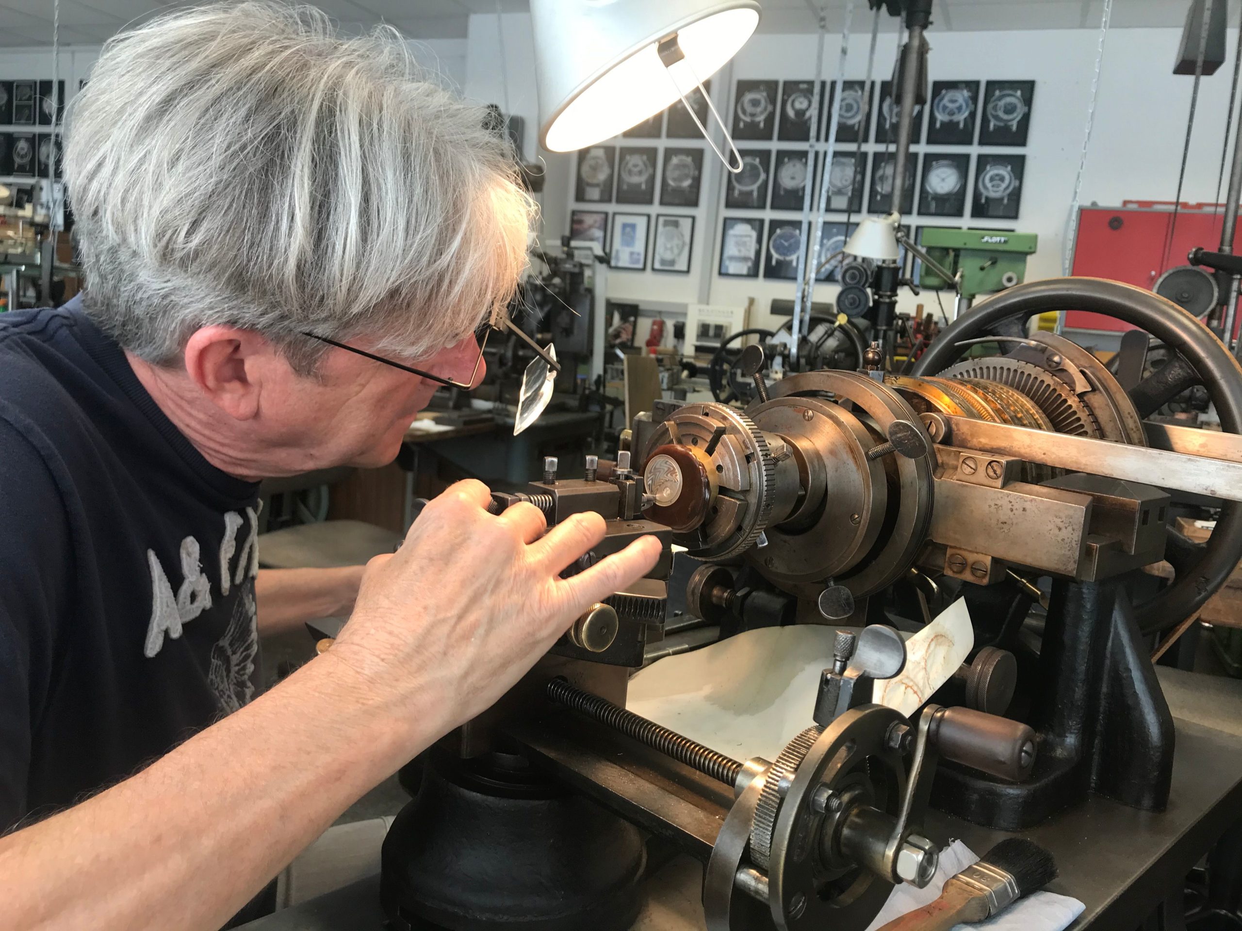 Jochen Benzinger creating the guilloche dial