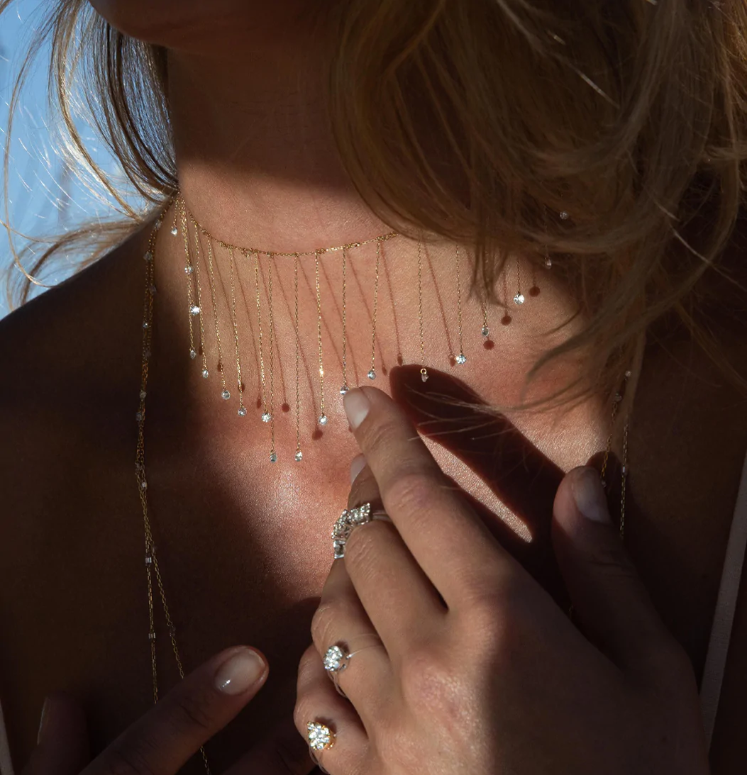 Persee Paris La Foule 18k gold diamond chain necklaces