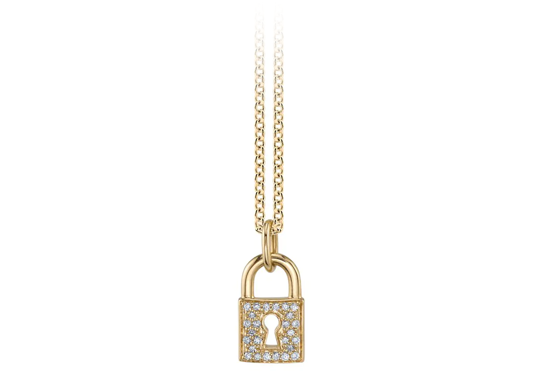 Sydney Evan 14KYG Diamond Love Lock Pendant Necklace