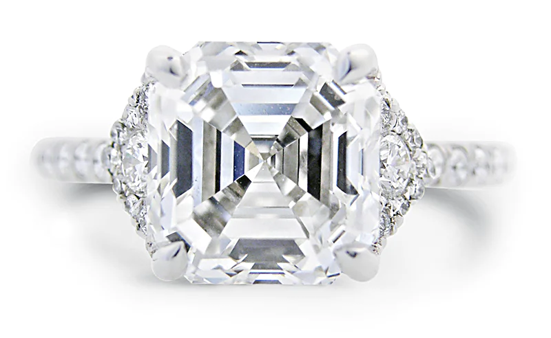 Louis Glick Asscher Cut Diamond Ring