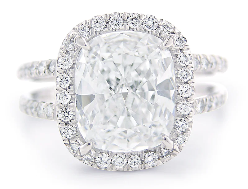 Louis Glick Cushion Cut Diamond Ring (Graded E)