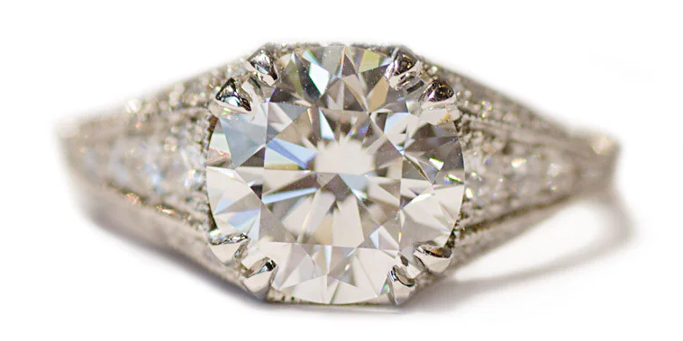 Sébastien Barier Round Diamond & Pave Diamond Ring