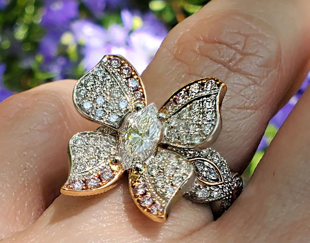 Katharine James 18KRG Semi-Mount Diamond Butterfly Ring
