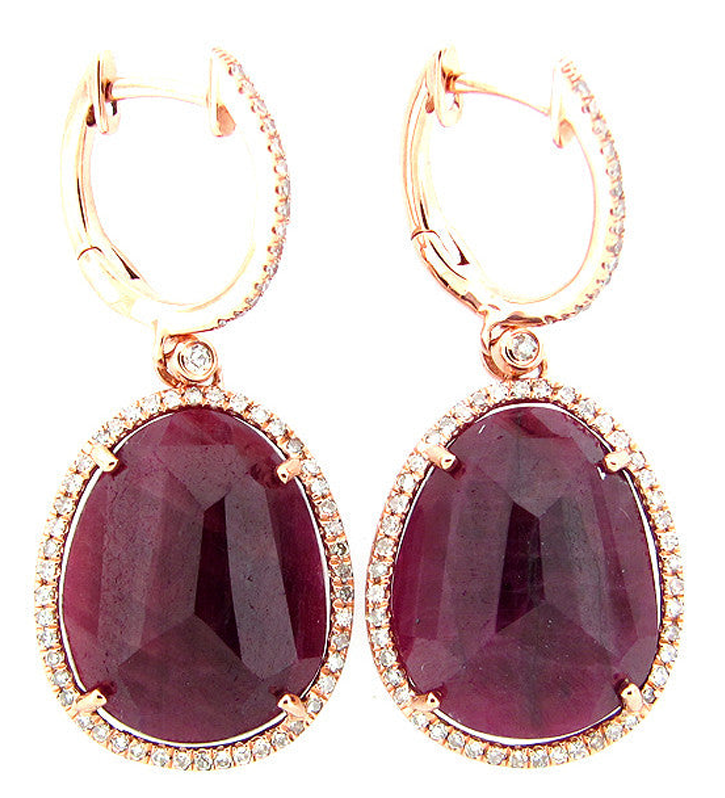 Dilamani 14K Rose Gold Diamond & Ruby Dangle Earrings