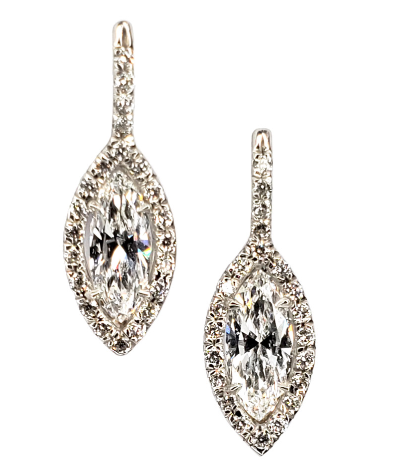 Oster Collection 18K White Gold Marquise Diamond Earrings