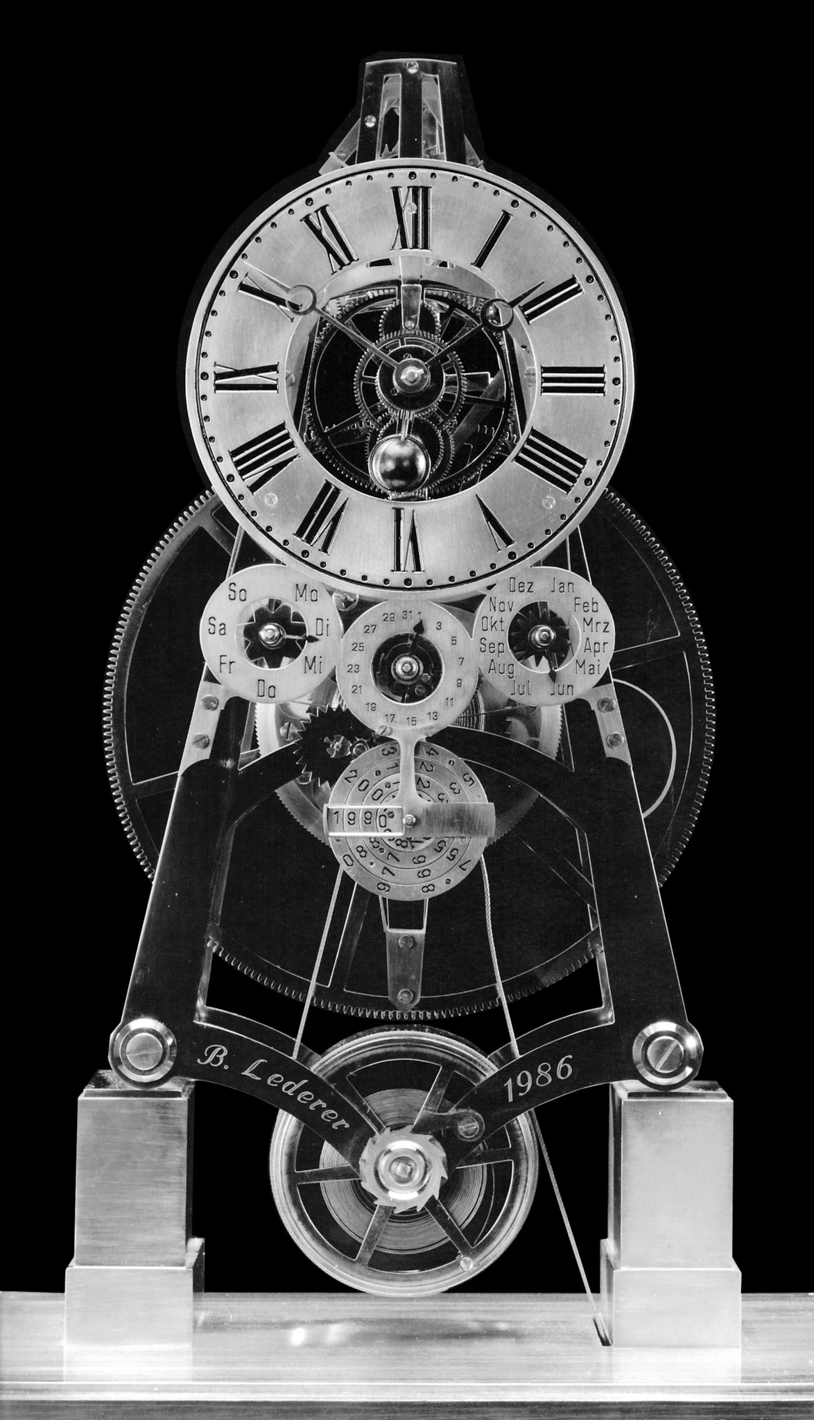 Lederer's Master Clock. 1,000 year Perpetual Calendar and 800 years moonphase