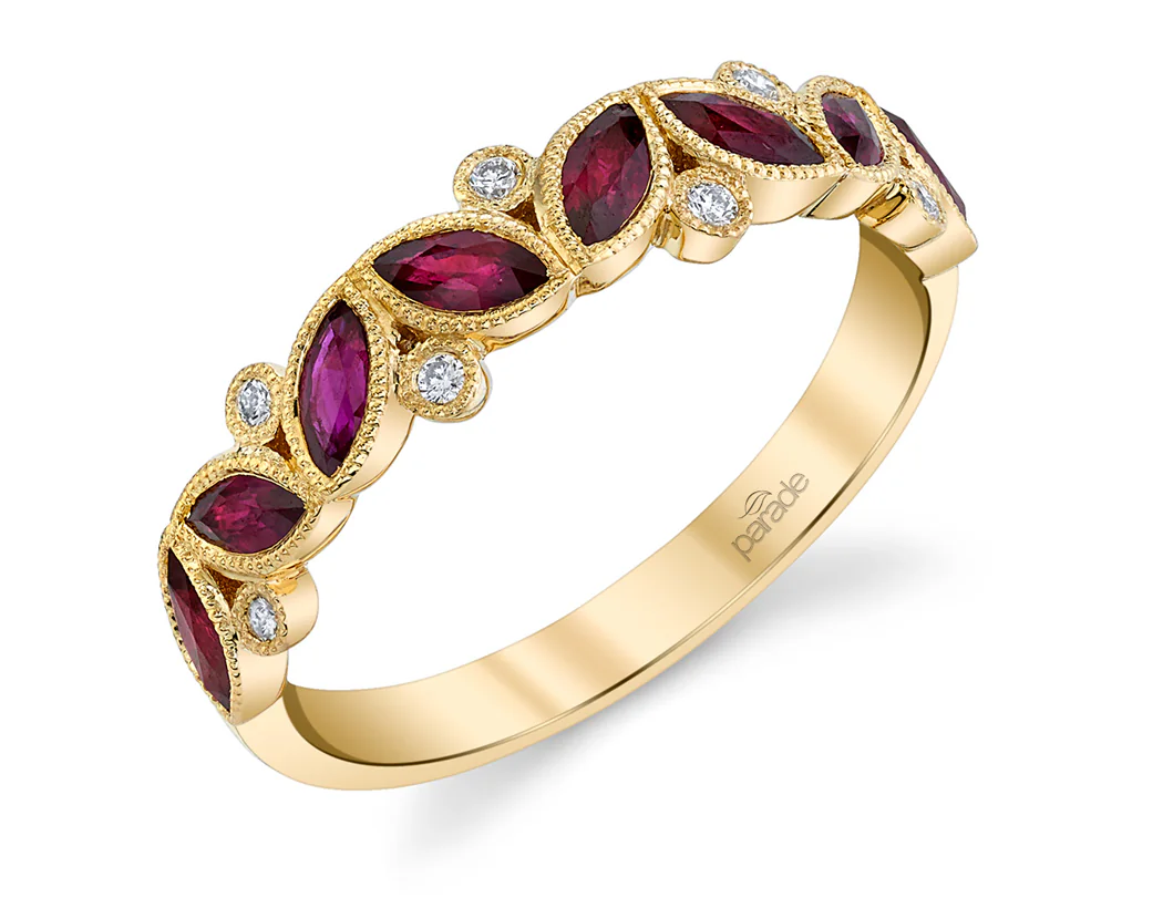 Parade Design 18KYG Diamond & Marquise Ruby Band