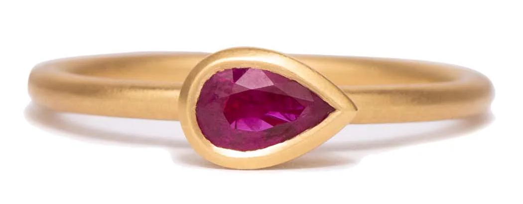Kimberly Collins Pear Ruby Yellow Gold Ring