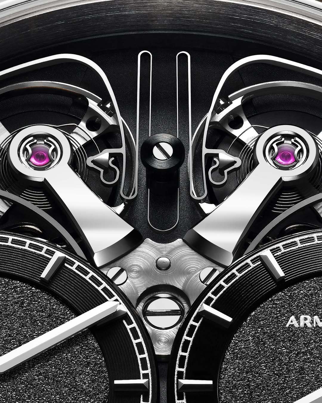 Closeup of the Armin Strom Dual Time GMT Resonance Clutch