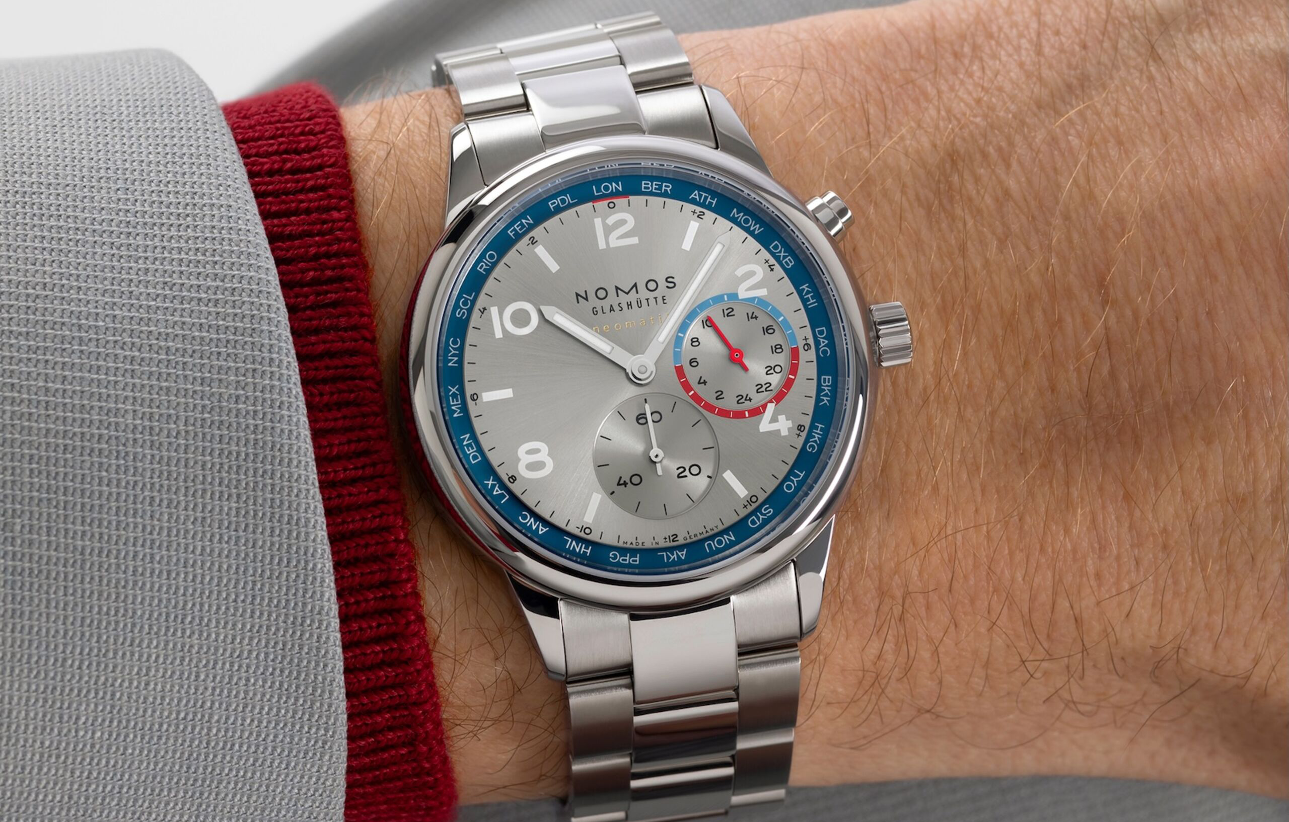 NOMOS Club Sport Neomatik Worldtimer Silver