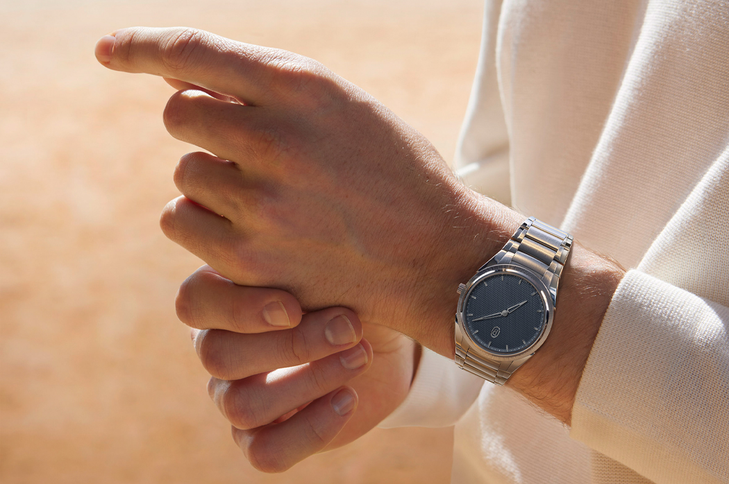 Parmigiani Tonda PF 36mm Automatic Stone Blue on the wrist