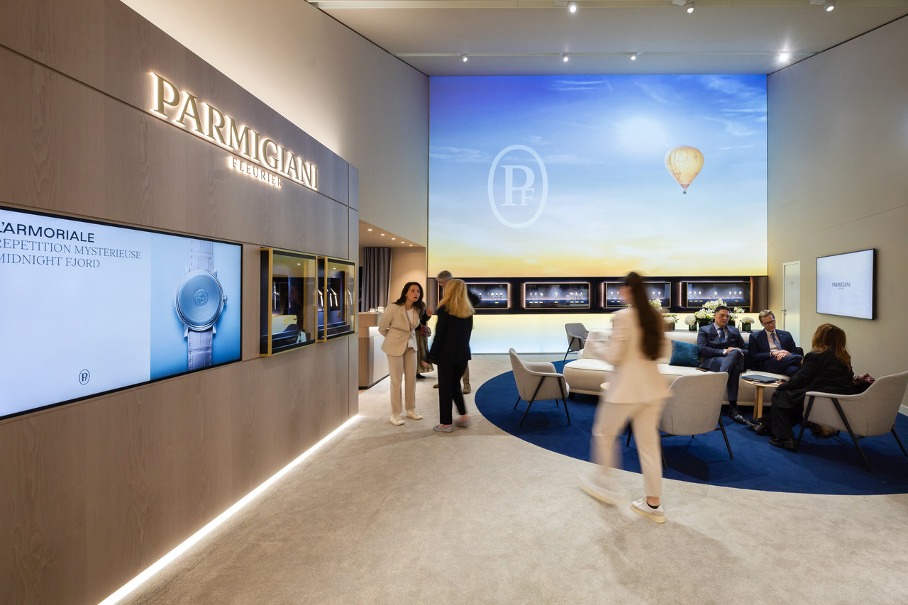 Parmigiani Booth of Watches and Wonders GENEVA, in Geneva, Switzerland, Thursday, April 3, 2025. The Master Event of the Watches and Wonders ecosystem brings together the leading names of the Watchmaking and luxury industry from April 1 to April 7, 2025 at Geneva Palexpo. (WWGF/KEYSTONE/Cyril Zingaro)