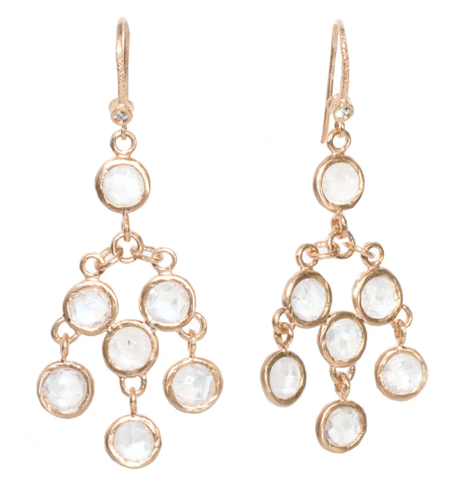Dominique Cohen 18KRG White Moonstone Chandelier Earrings