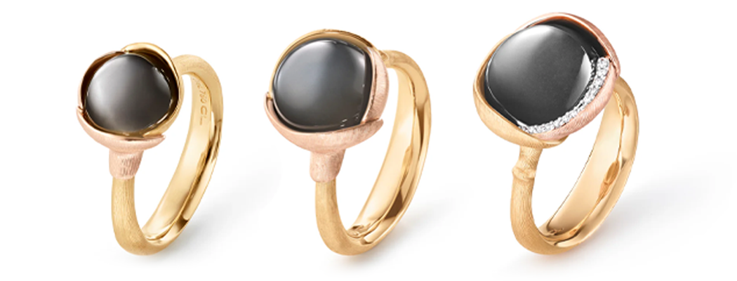 June Birthstone Jewelry - Ole Lynggaard Lotus Grey Moonstone Rings
