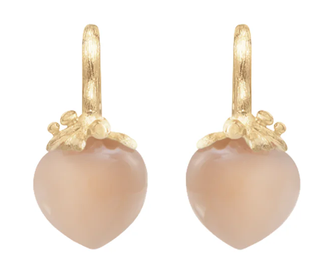 Ole Lynggaard Dew Drop Filigree 18KYG Blush Moonstone Earrings