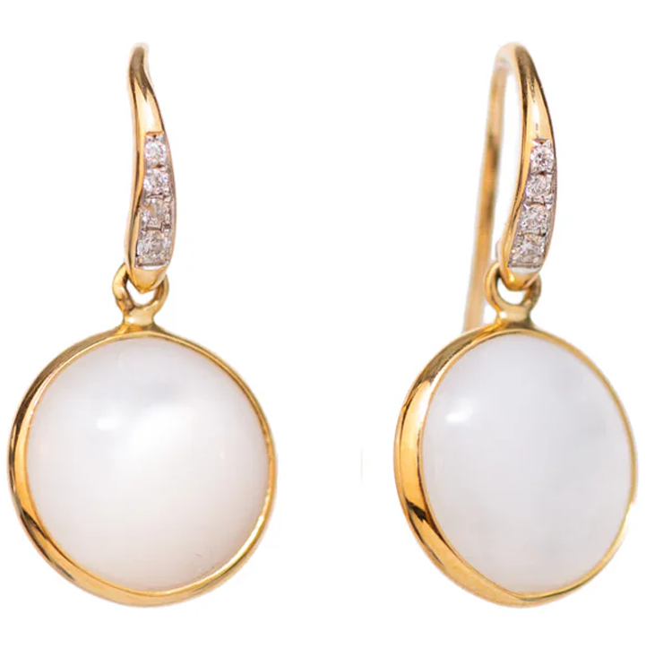 Oster Collection 18KYG Diamond & Mother of Pearl Drop Earrings