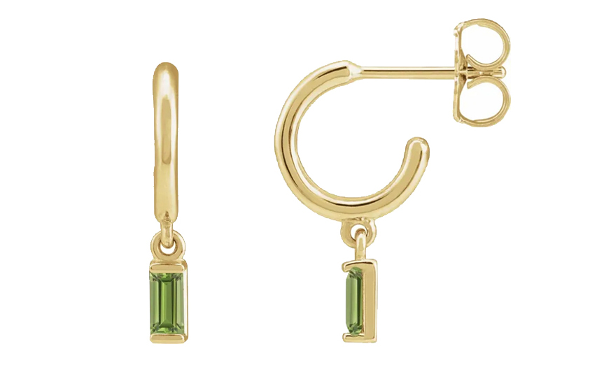 14KYG Peridot Hoop Dangle Earrings