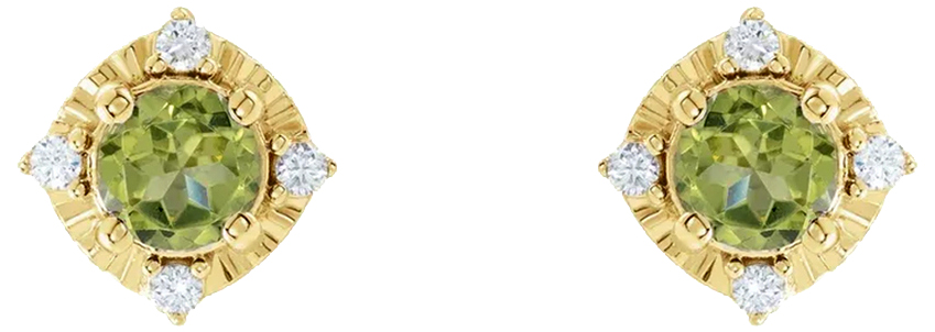 14KYG Peridot Stud Earrings-