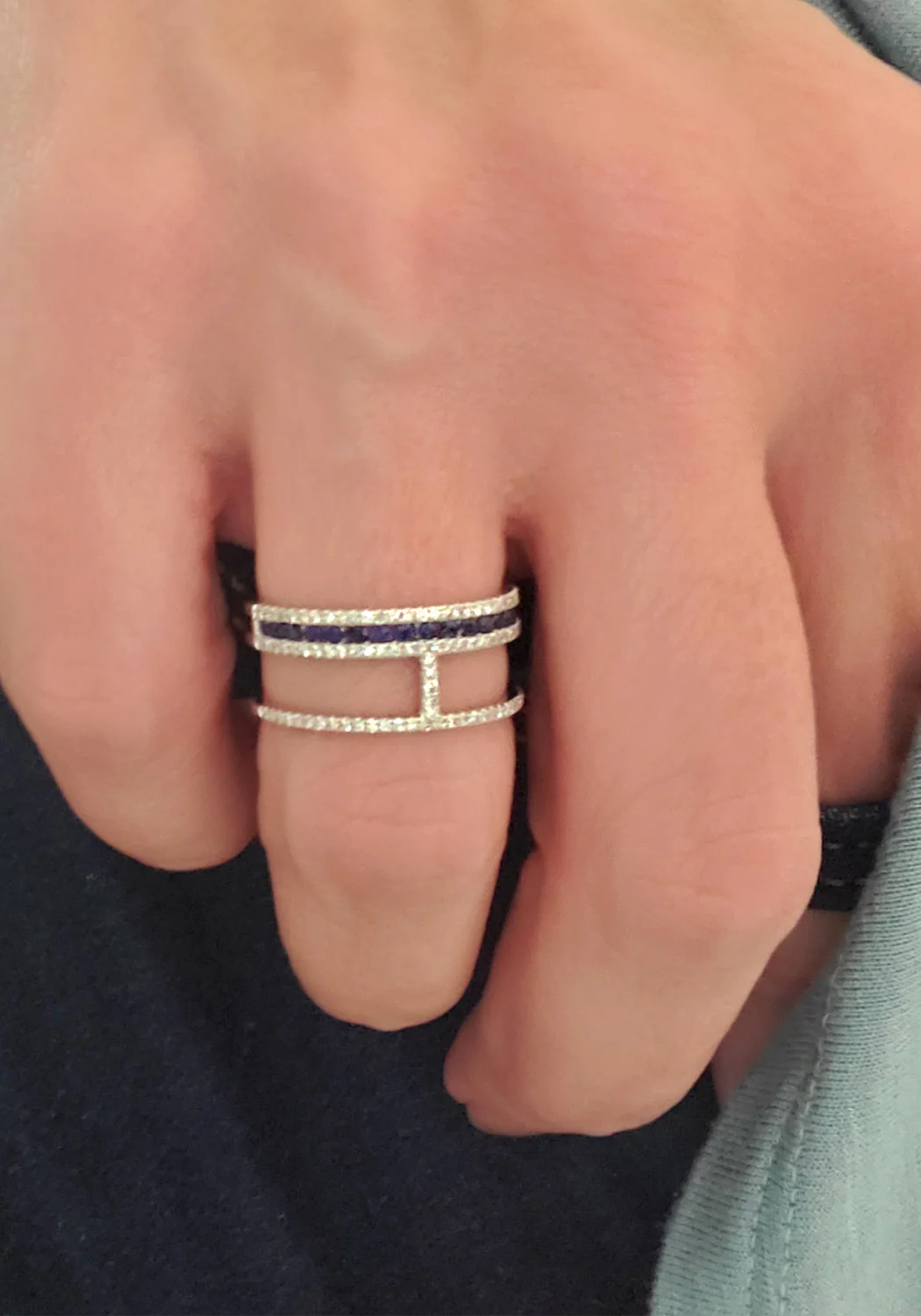 Sapphire & Diamond Open Ring