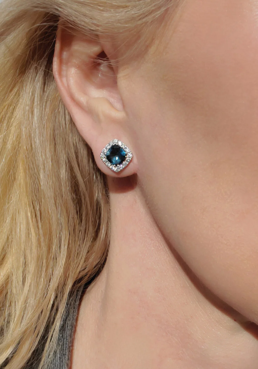 A & Furst Blue Topaz Diamond Stud Earrings