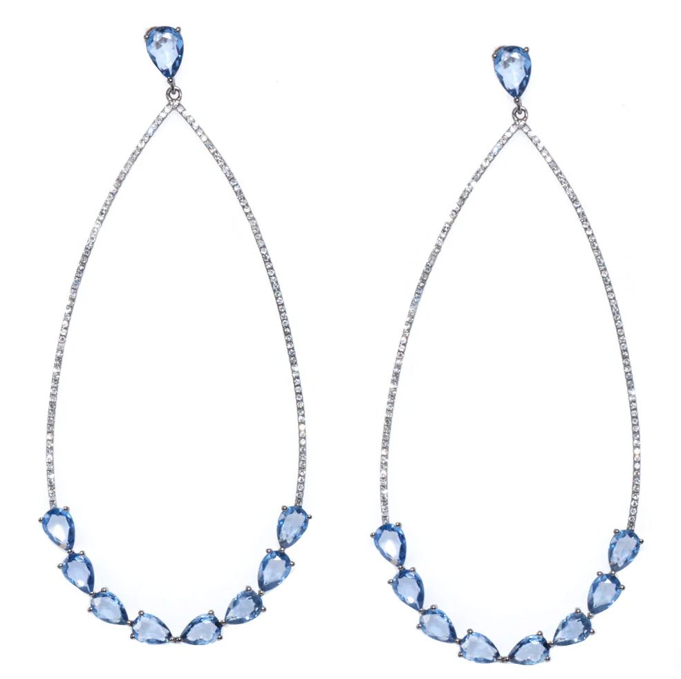 Anatol Blue Sapphire Dangle Hoop Earrings