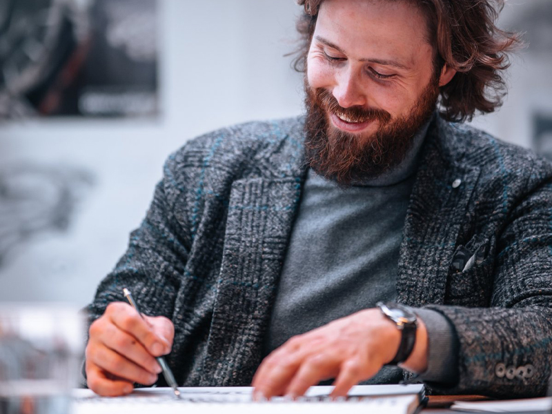 Michiel Holthinrichs sketching a watch design