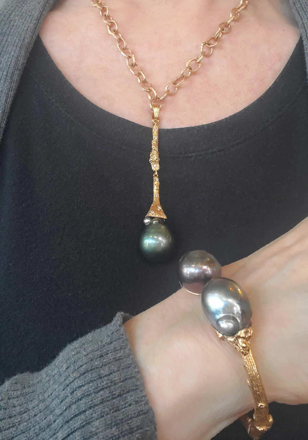 K Brunini 18KRG Twig and Pearl Jewelry