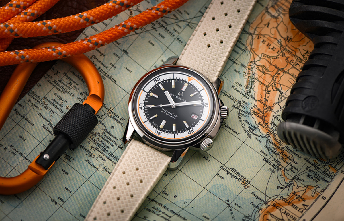 Sherpa Ultradive on White Rubber Strap