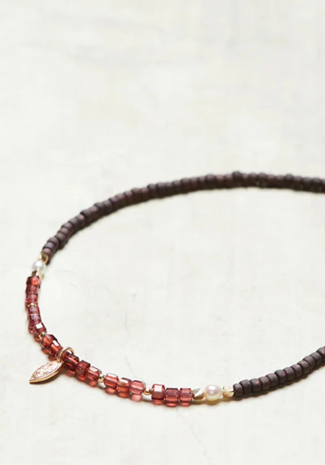 Catherine Michiels Talia Garnet Japanese Glass Bead Necklace