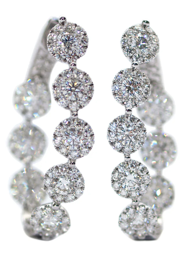 Oster Collection 18KWG Pavé Inside-Outside Diamond Hoop Earrings