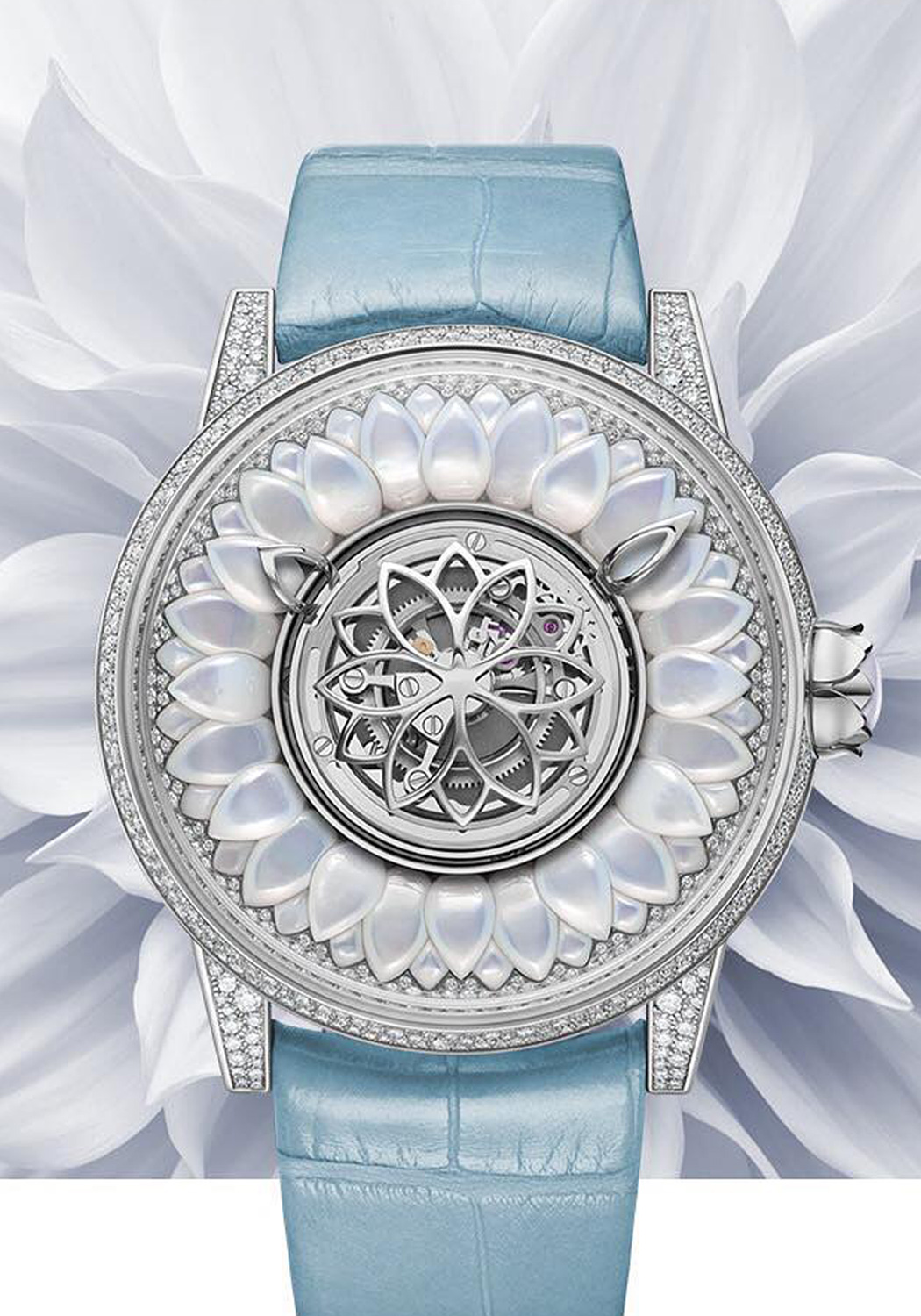 Beauregard Dahlia White Gold & Mother of Pearl Watch
