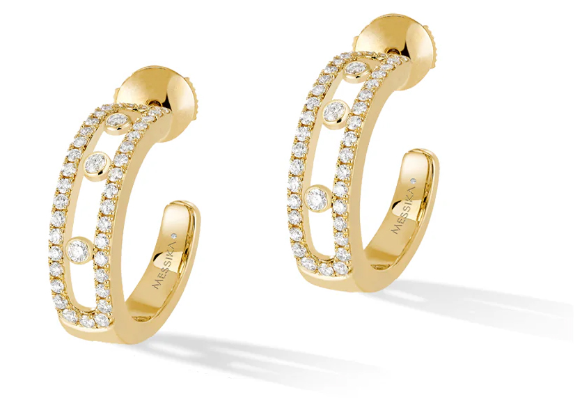 Messika Move 18KYG Pavé Diamond Hoop Earrings