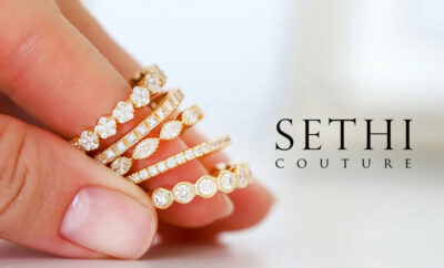 Ring stack on a model's finger
