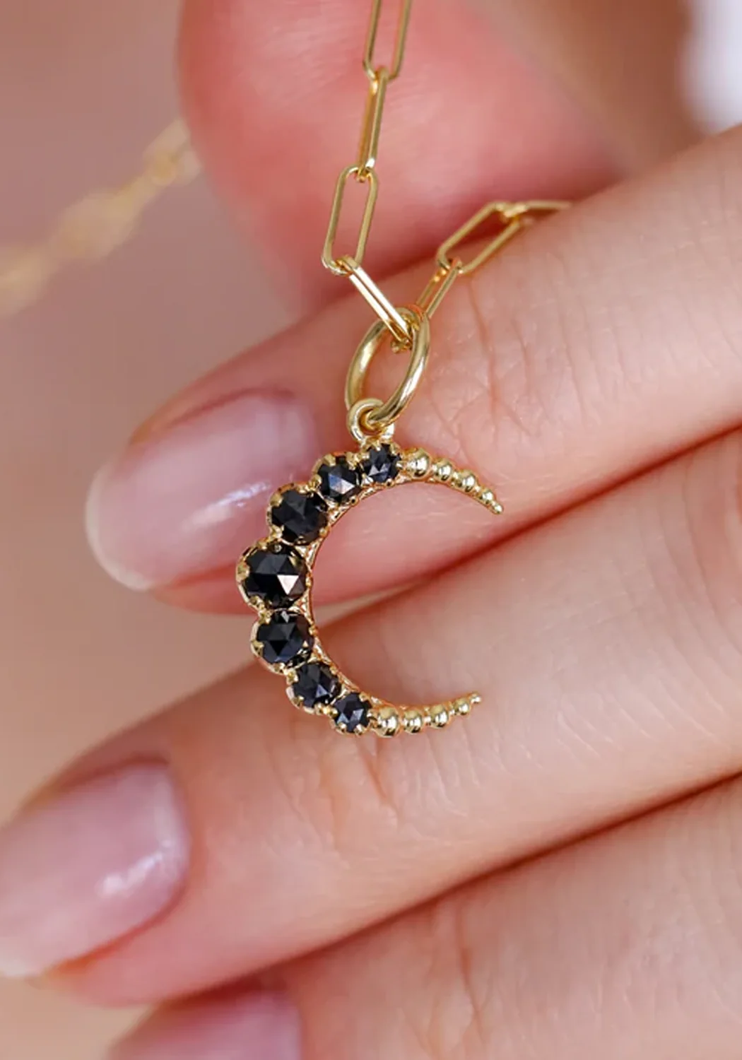 Sethi Couture 18KYG Black Diamond Crescent Moon Pendant