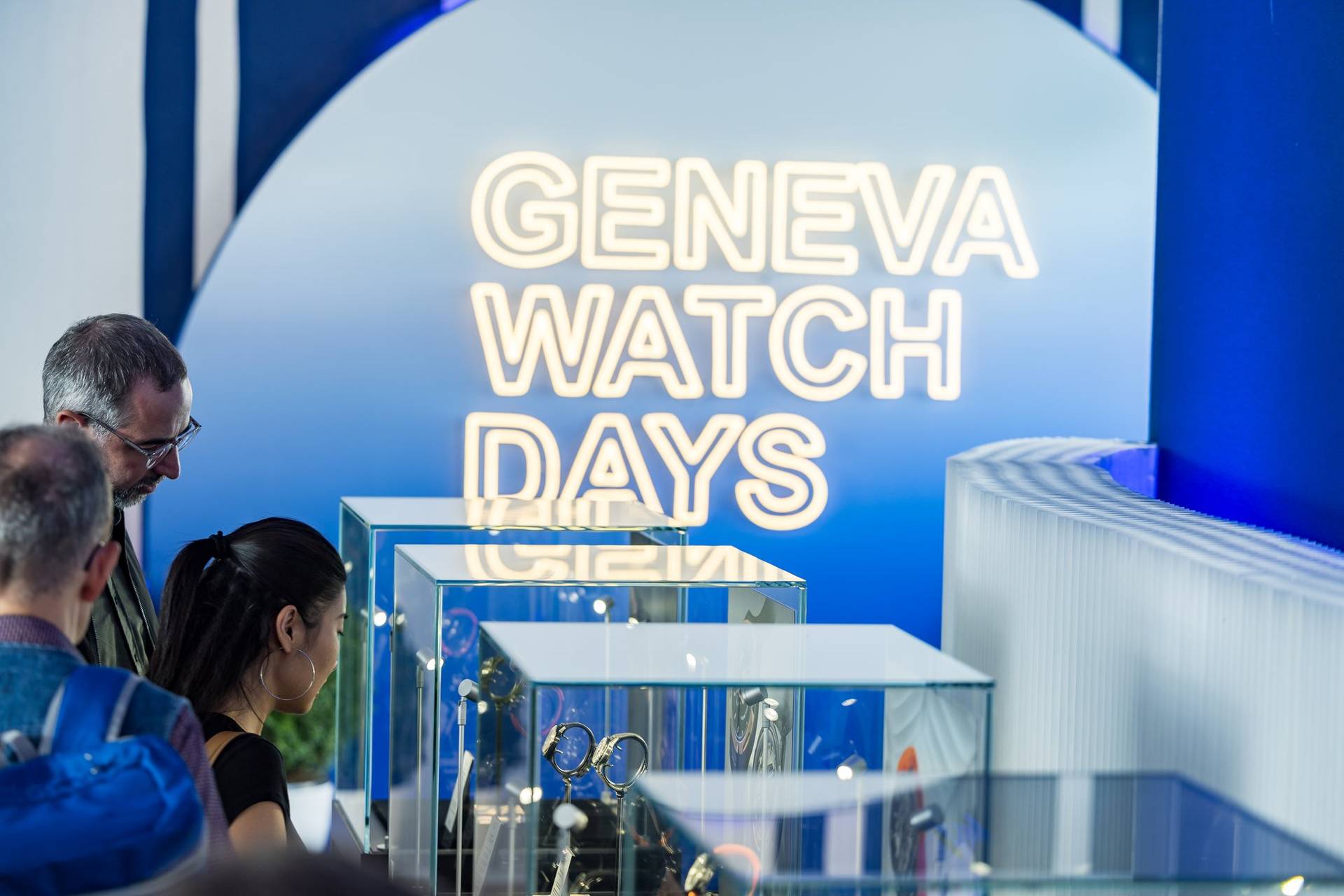 Geneva Watch Days visitors look at watches