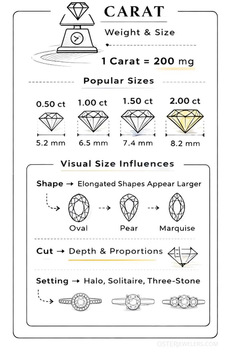 The 4 Cs of Diamonds - Carat Infographic