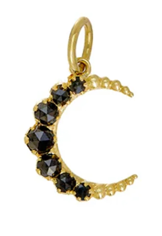 Sethi Couture Crescent 18KYG Small Black Diamond Moon Pendant