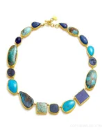 🌊✨ Channel the depth of the sea and the warmth of the sun with this striking Lika Behar Ocean necklace. This captivating tribute to ancient beauty feels like a treasure unearthed from the Mediterranean with its rich lapis and vibrant turquoise set in waves of 24k yellow gold.⁠
⁠
⁠